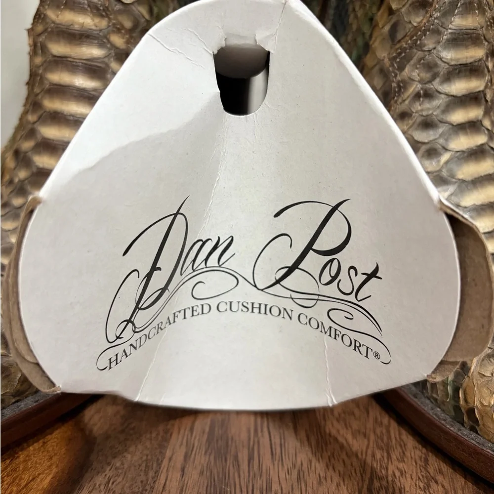 Dan Post Snakeskin Heeled Boots in Brown and Green - Picture 6 of 6